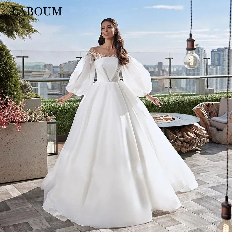 Бальное платье LaBoum, свадебное платье, ТРАПЕЦИЕВИДНОЕ женское платье с пышными рукавами, свадебные платья, платье принцессы, со шлейфом
