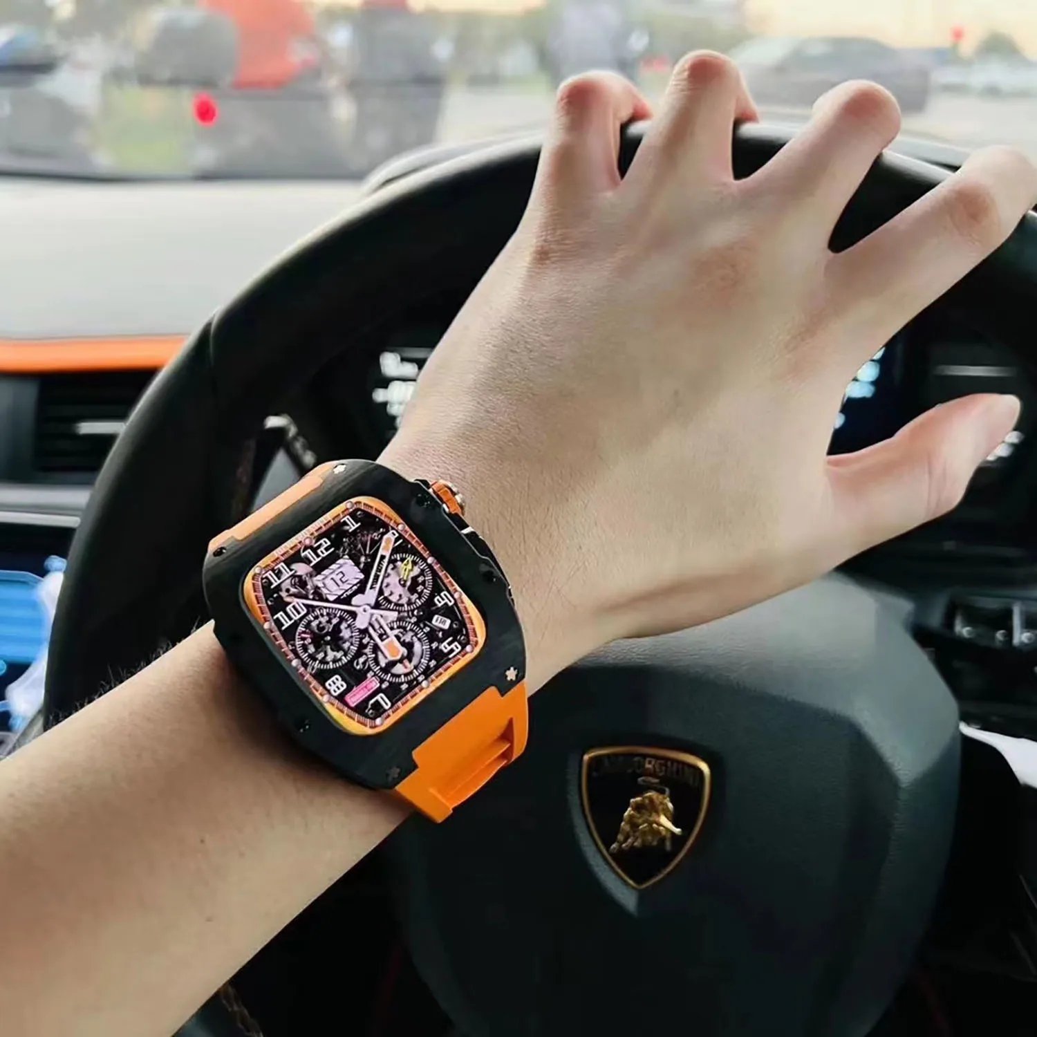 Iwatch Se Modification Kit  Carbon Fiber Material 44mm 45mm Business Affairs  DIY Retrofit Kit iWatch 8 7 6 5 4  Series Rubber