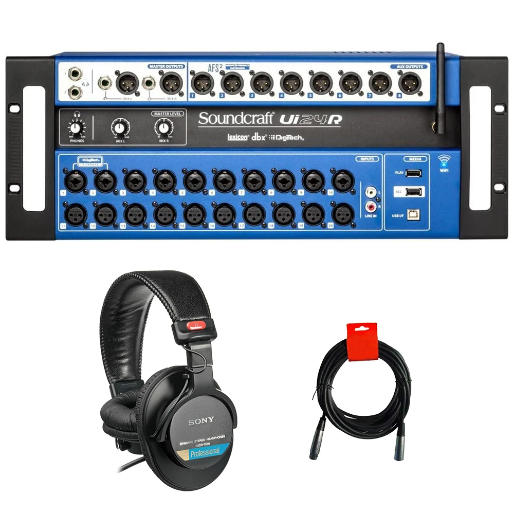 

Высококачественный 24-канальный цифровой миксер Soundcraft Ui24R, многоканальный USB-рекордер с беспроводным управлением