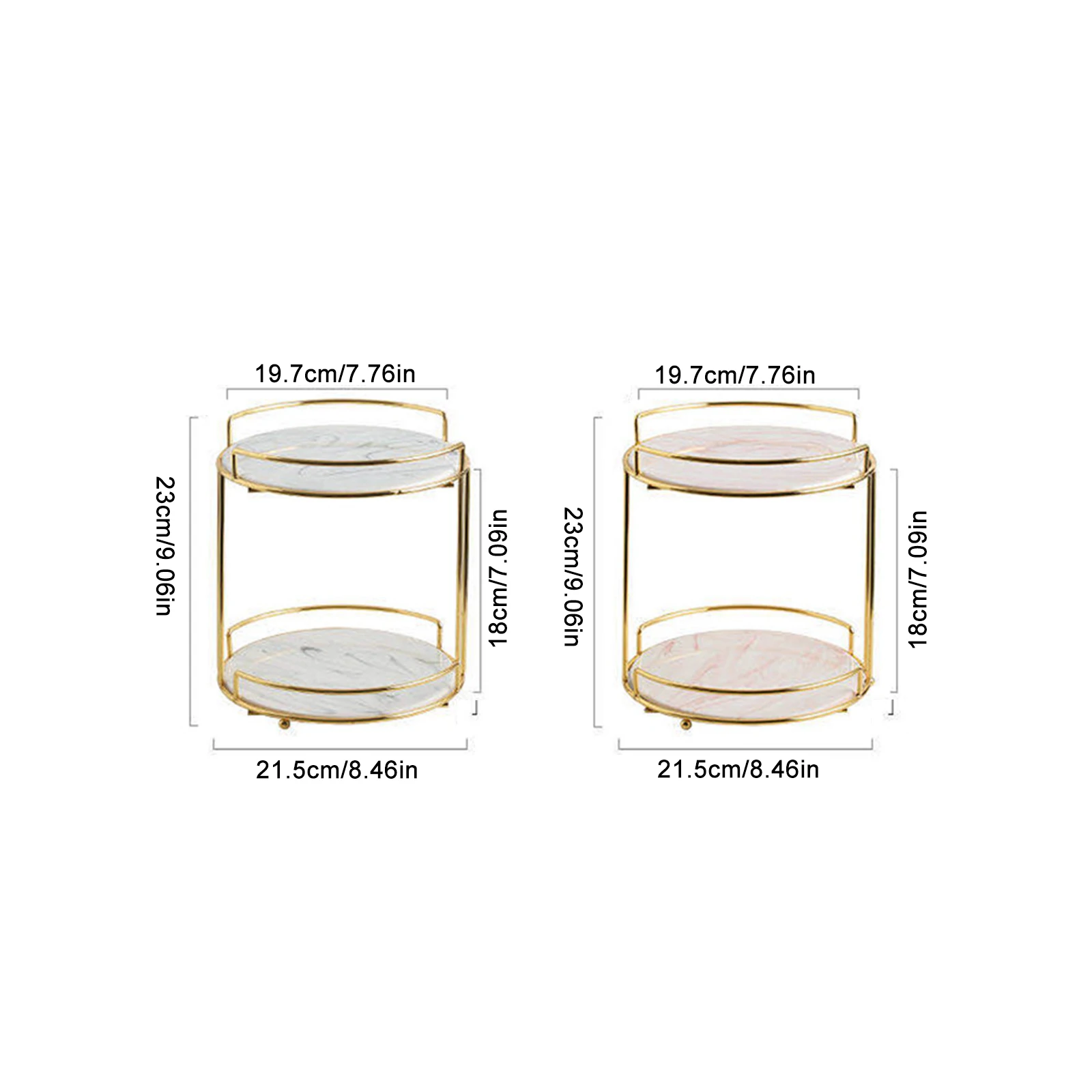 Органайзер для макияжа из серого мрамора - Двухслойная железная полка с