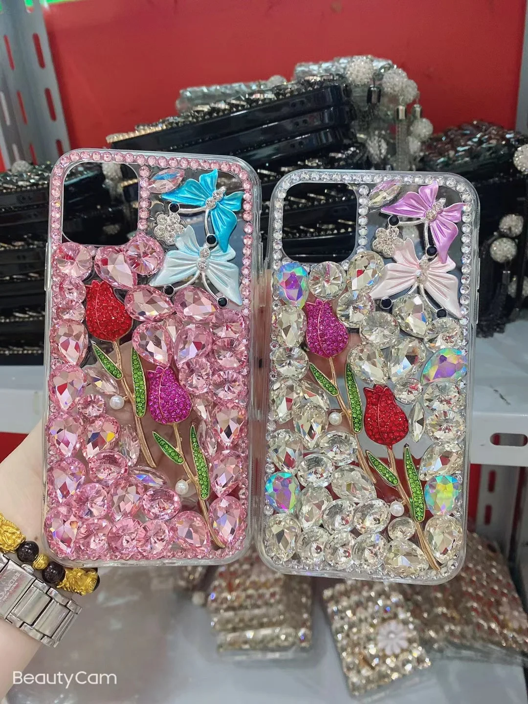 

Bling Glitter Diamond butterfly rose S22 case For Samsung Galaxy S22 ULTRA S23PLUS S23 S10 S9 S21 S21FE S20 NOTE20 10 pink cases