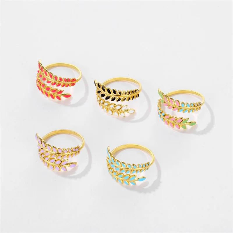 Женское кольцо из нержавеющей стали регулируемое с эмалью и капельным покрытием