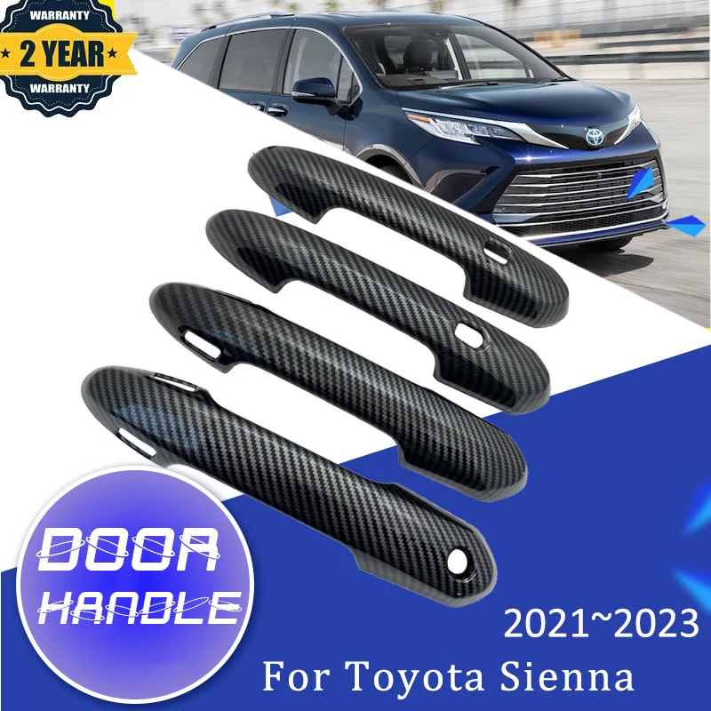 

Чехол из углеродного волокна для наружной дверной ручки автомобиля для Toyota Sienna XL40 MK4 2021 ~ 2023, Черный Автомобильный декор, стикер для стайлинга, автомобильные аксессуары