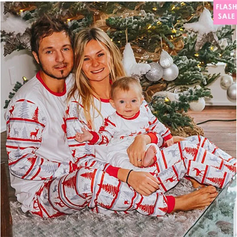 

Xmas Family Matching Pajamas 2023 Christmas Printing Father Mother Kids Mathing Clothes Set Baby Jumpsuit Pyjamas Homewear