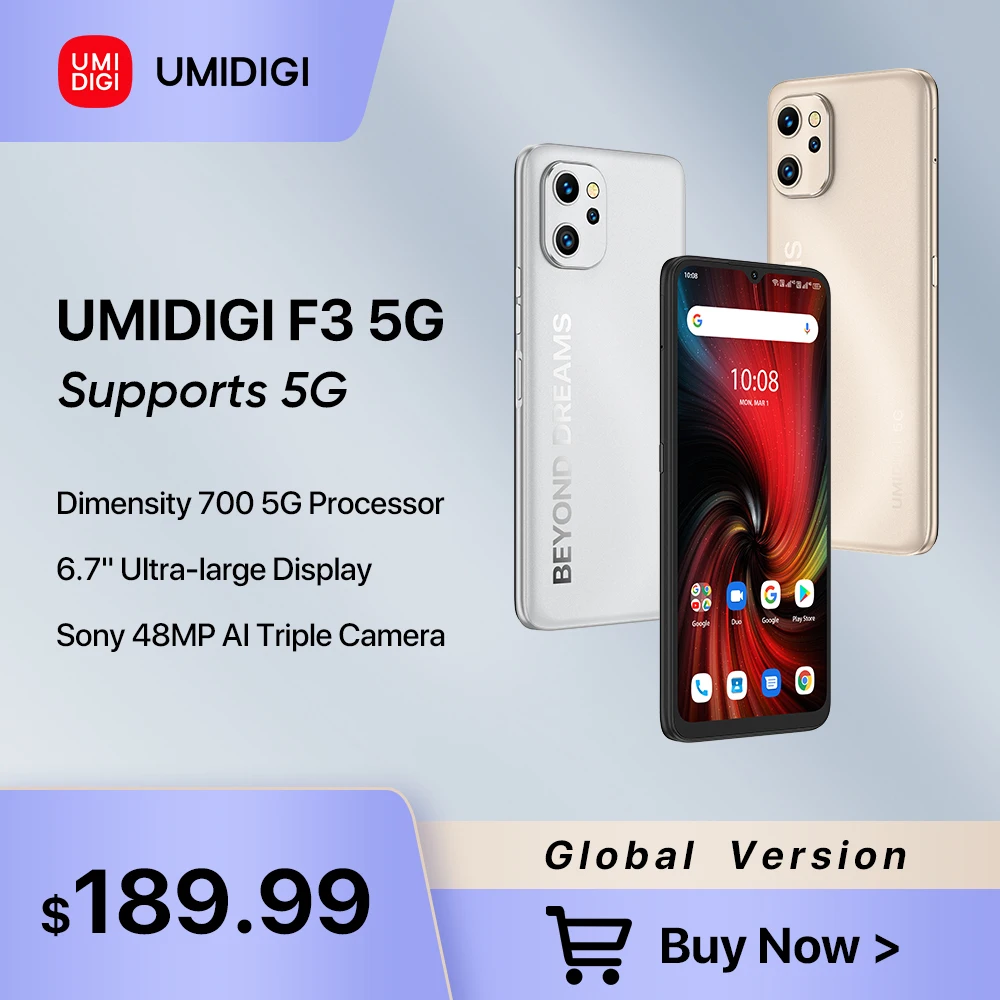 UMIDIGI F3 5G Android 12 Smartphone Dimensity 700 Processor 6.7