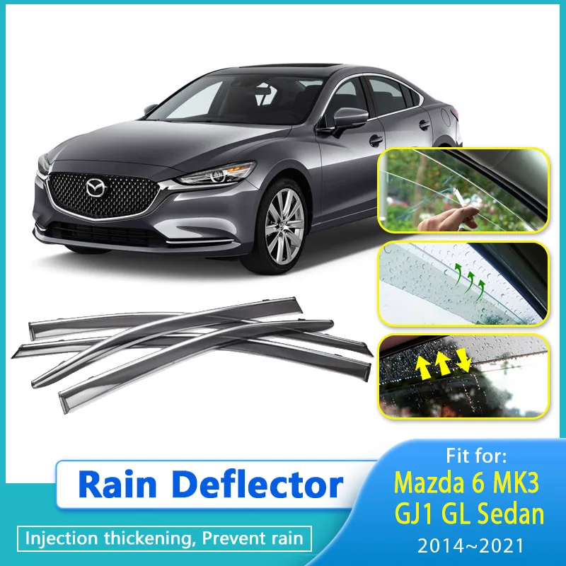

Дефлектор от дождя для Mazda6 MK3 GJ1 GL Sedan 2014 2015 2016 ~ 2021 оконный козырек от дождя Chuvento Botaguas солнцезащитный козырек Windabweiser