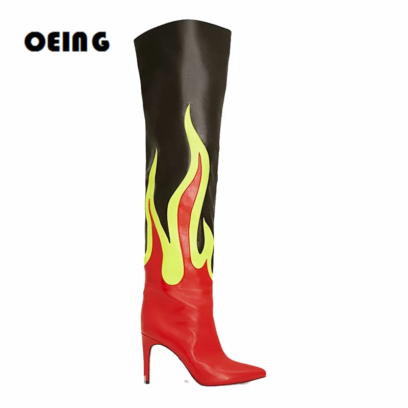 

Женские сапоги из искусственной кожи, с острым носком, на шпильке