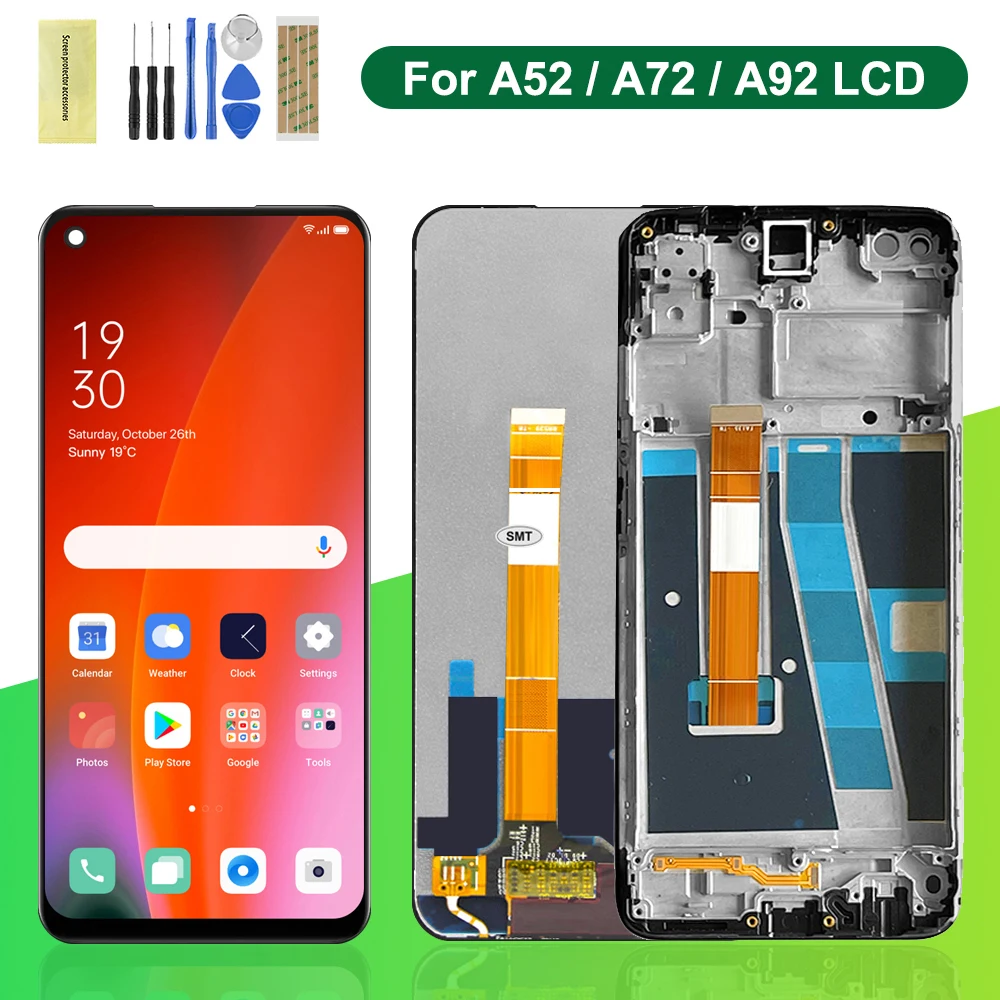 6,5 'Оригинальный ЖК-дисплей для Oppo A52 A92 A72 CPH2067 10 кодирующий преобразователь сенсорного экрана в сборе Замена для Oppo Realme A72 LCD