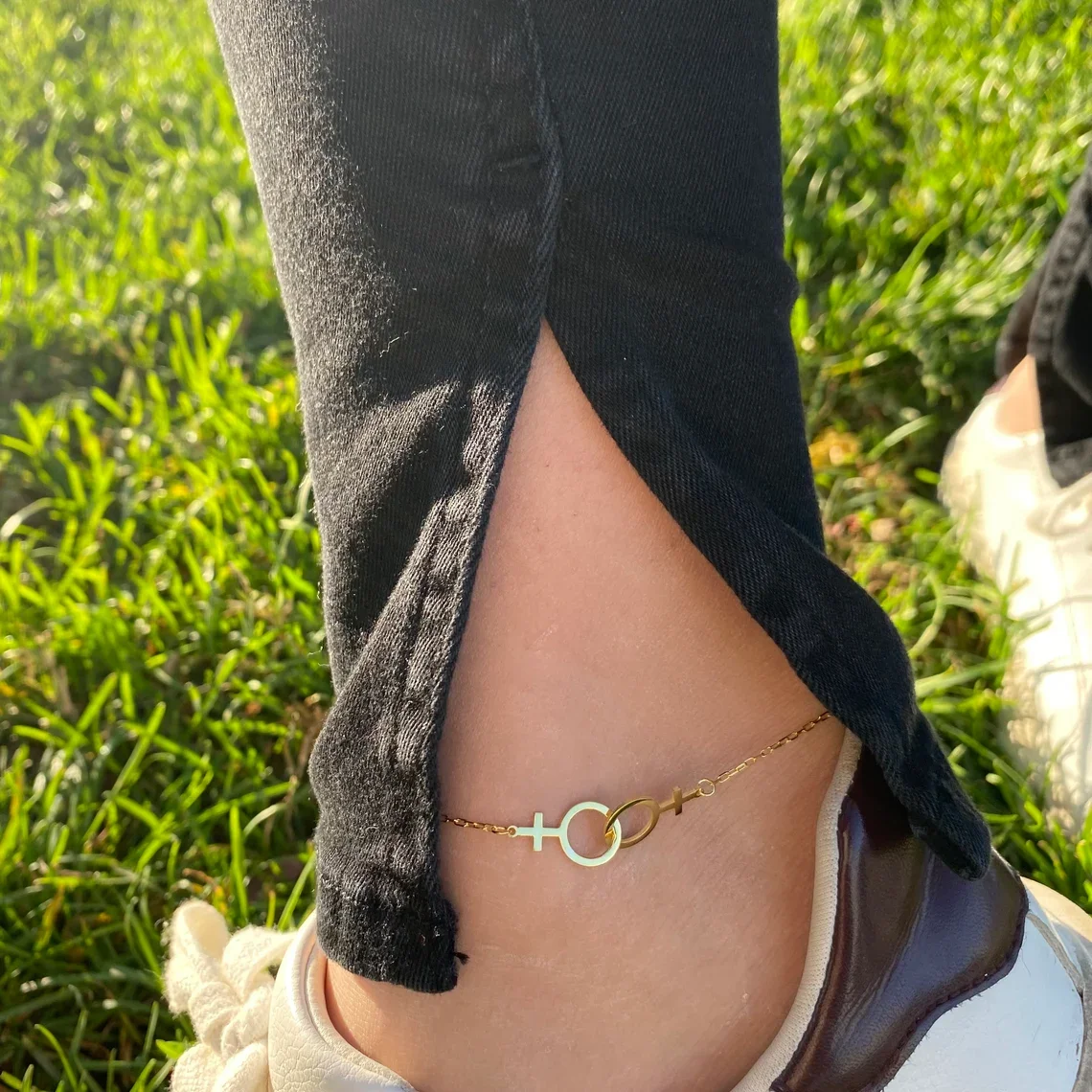 Браслет на ногу женский ЛГБТ из нержавеющей стали, амулет с двойным символом венерины для лесбиянок, подруг, лес