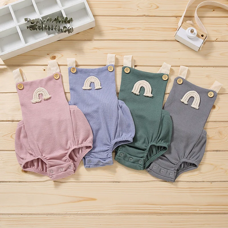 

Toddler Baby Ribbed Bodysuit Girls Boys Infants Bodysuit Sleeveless Suspender Romper Cotton Briefs Crawl Suit Four Seasons