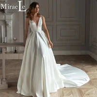 deep v neck sleeveless wedding dresses for women elegant a line beading wedding gown for bride backless robe de mari%c3%a9e