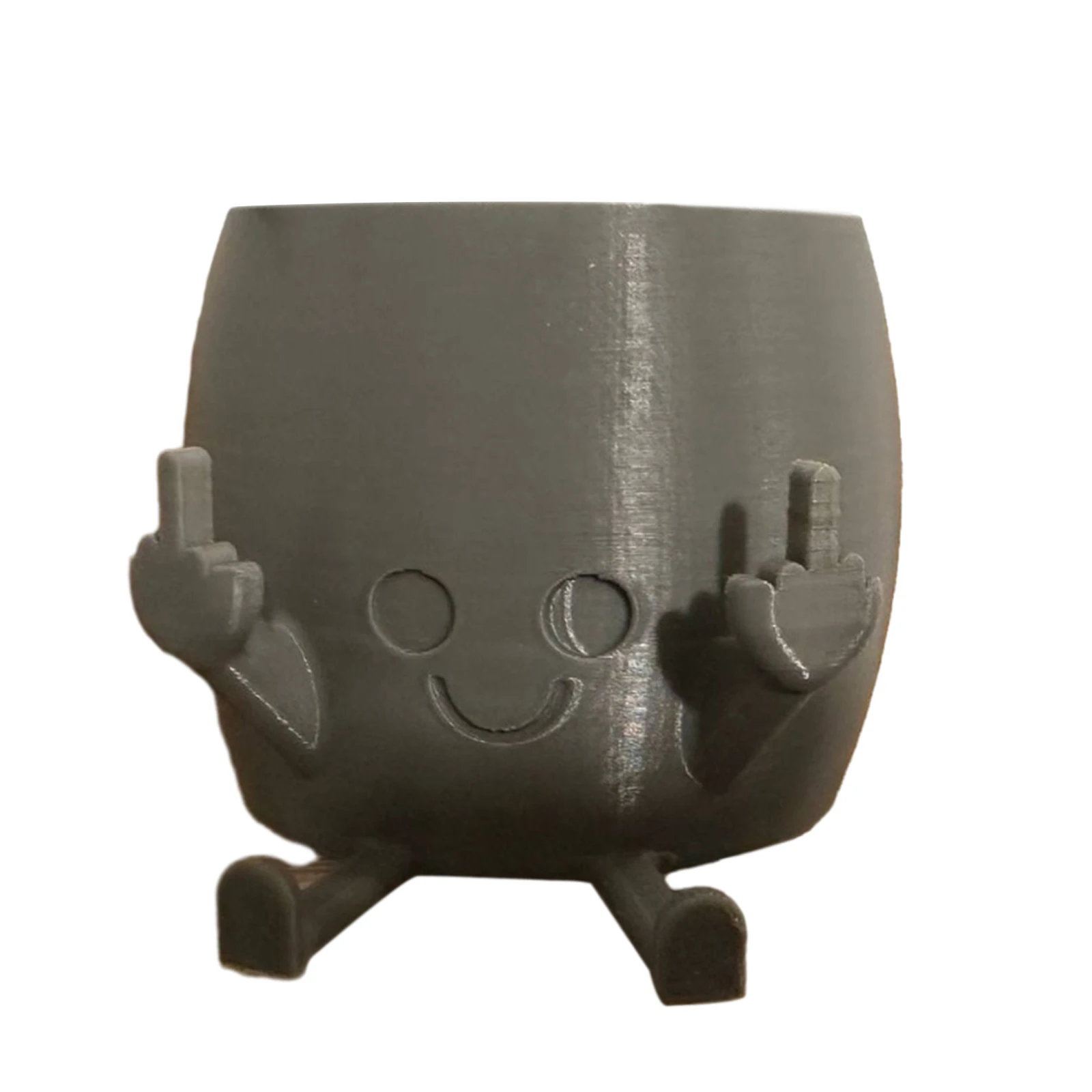 Забавное кашпо темно-серого цвета с рисунком среднего пальца маленький горшок