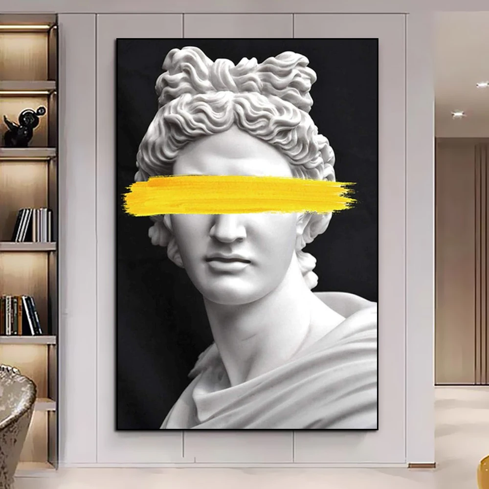 

Modern Marble Sculpture Of Apollo Canvas Painting Mythological Greek God Of The Sun Poster Wall Art Living Room Home Decoration