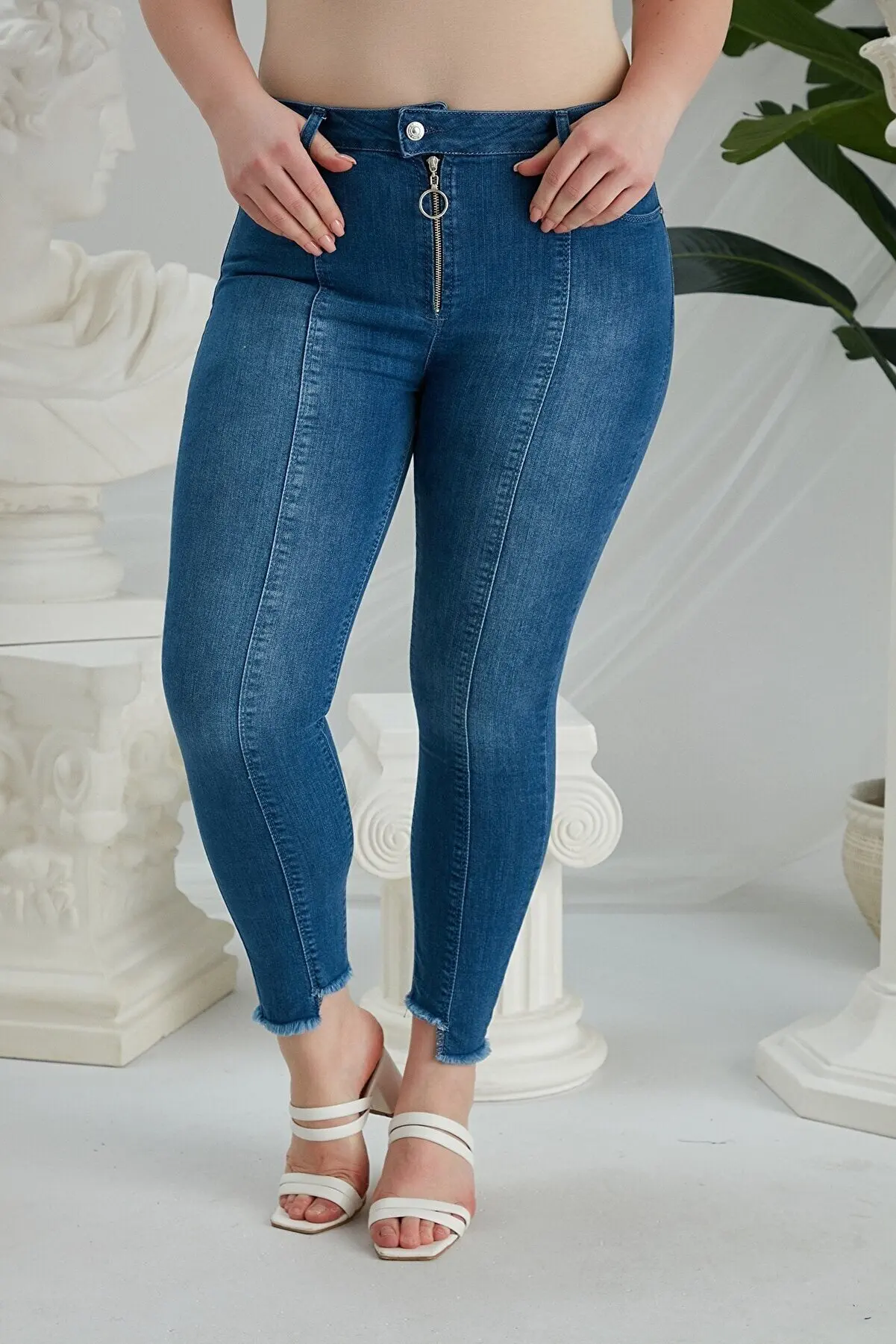 Women Blue Large Size Waist Fitted Lycra Jeans PantalonCleaning Skin Renewal Body Care Happiness Yakışanı Fancy