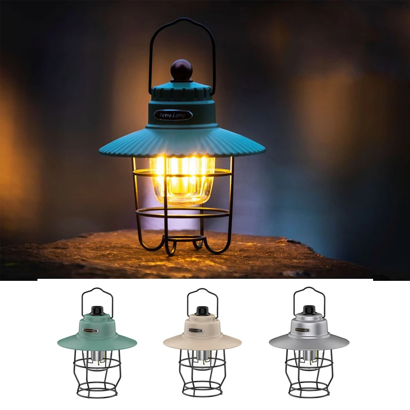 

Винтажные металлические подвесные мини-фонари, светодиодные фонари для кемпинга, портативная водонепроницаемая палатка с USB-зарядкой, внеш...