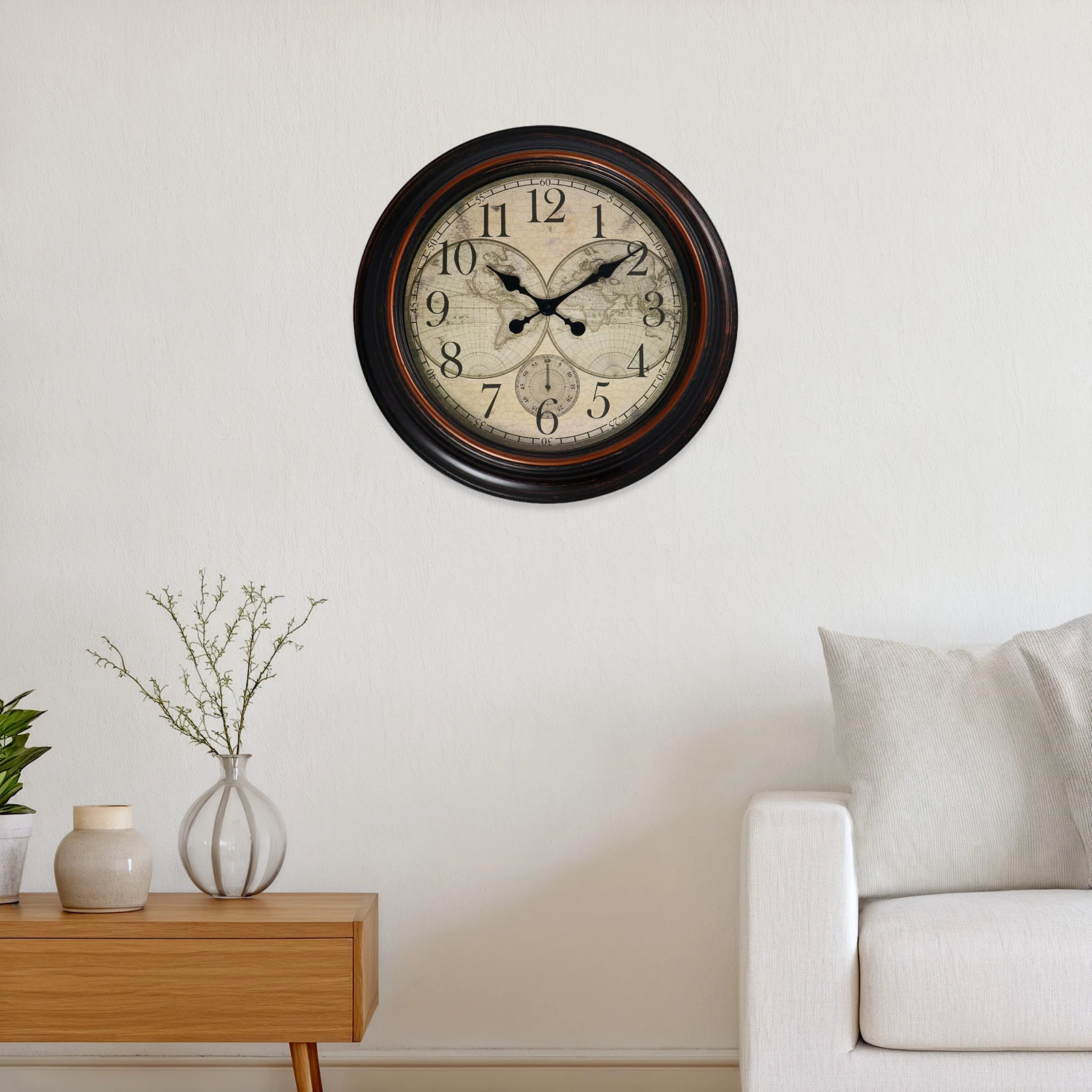 Часы настенные интерьерные большие &quotСтаринная карта&quot d-60 см