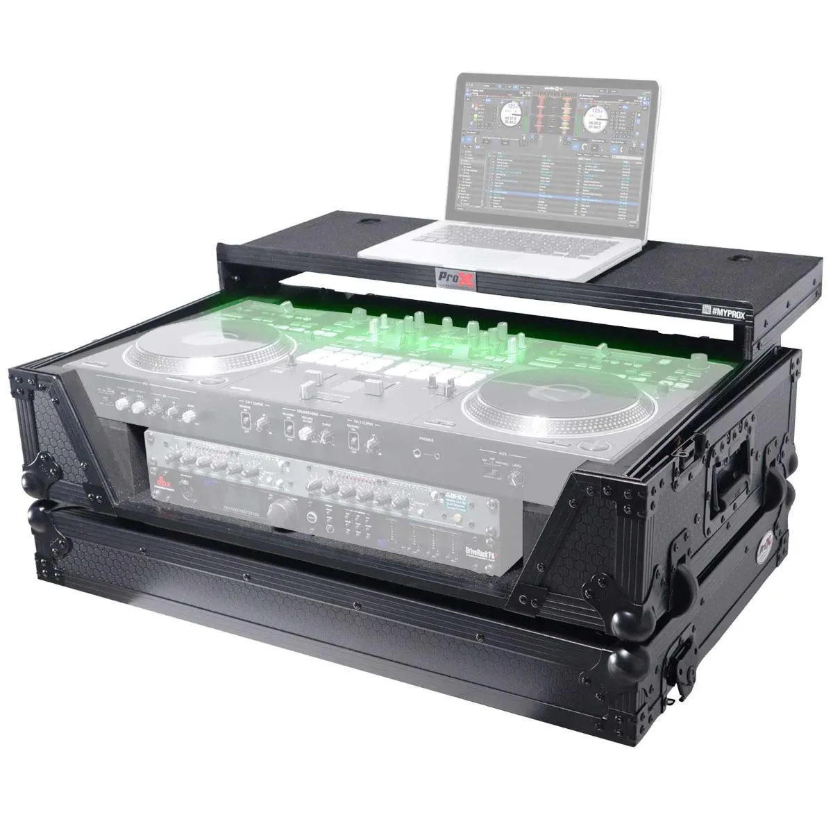 

100% OFFICIAL ProX XS-DDJ1000-WLT-BL-LED Flight Case for Pioneer DJ Controllers - Black on Black