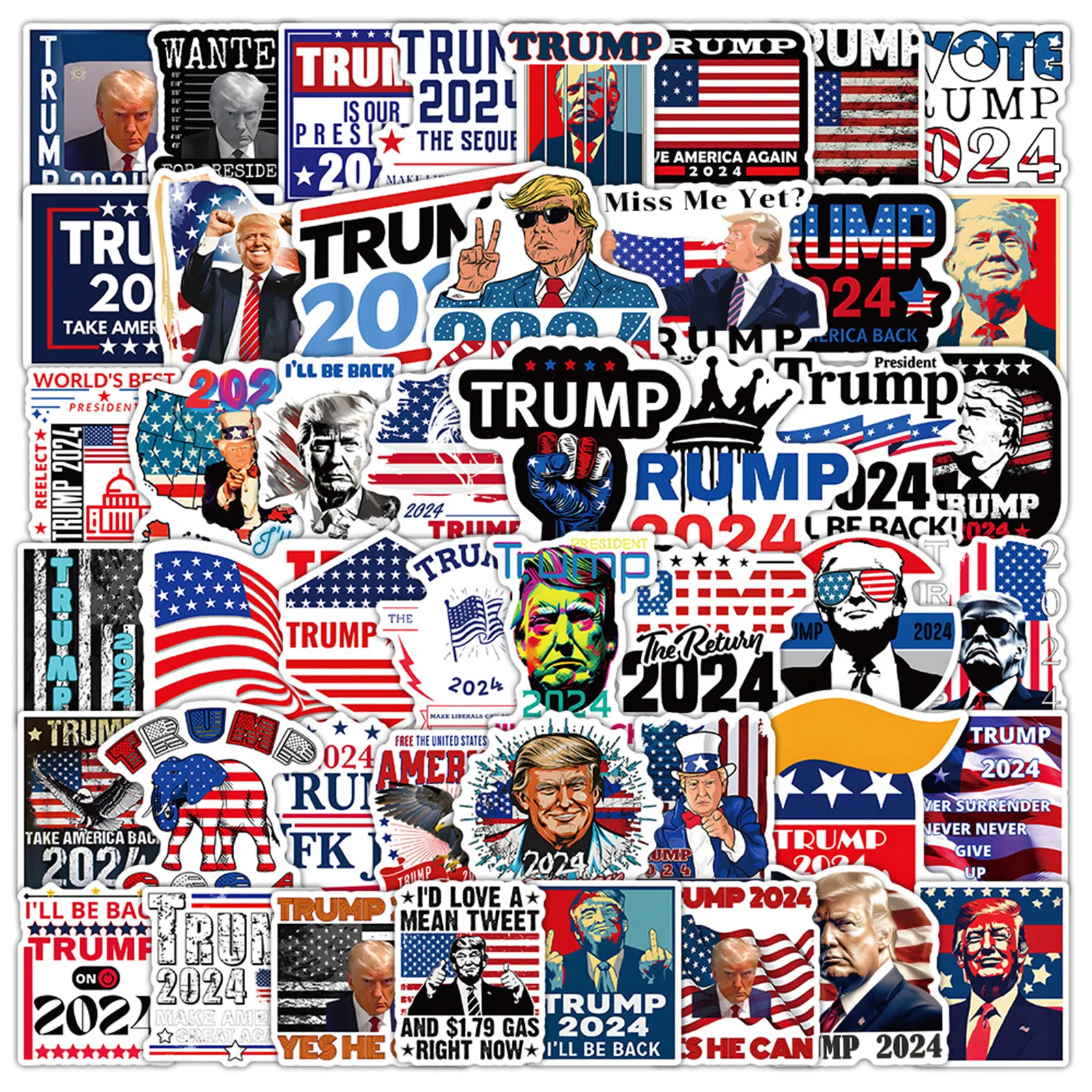 53шт Набор виниловых автомобильных наклеек Donald Trump 2024/Республиканская партия