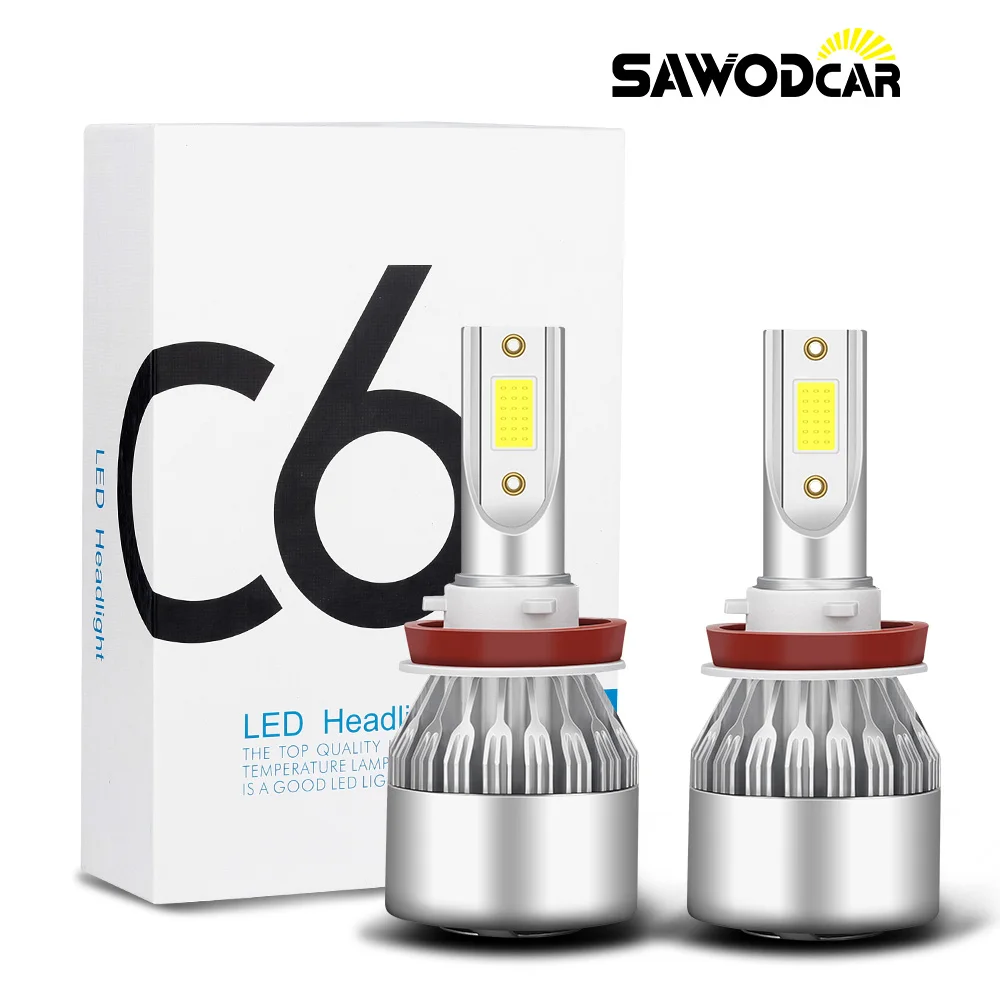 

C6 LED Headlight Kit H11 880 9005 9006 h1 h3 h7 36W 72W 8500lm White Light Car Bulb Hi/Lo 6500K