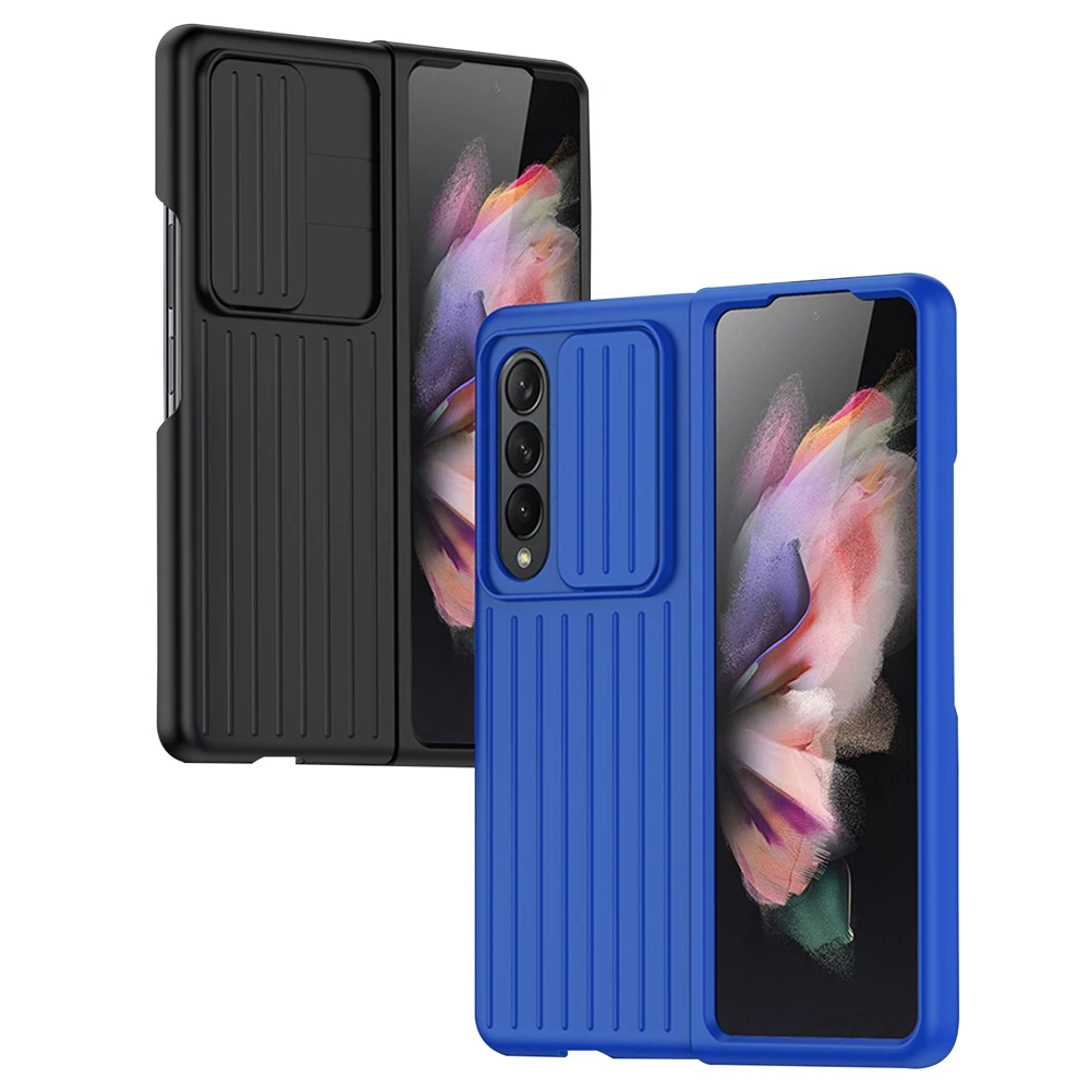 For Samsung Galaxy Z Fold 3 4 5G Case ZFold4 ZFold 3 Lens Silky Silicone Slide Camera Back Cover For Samsung Fold 4 Shell Cases