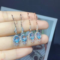fine jewelry 925 sterling silver natural topaz gemstone womens earrings party wedding birthday marry gift new year valentines