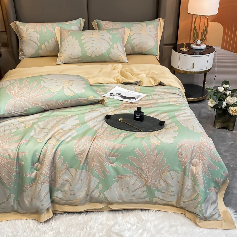 

Silk Double Quilt Blanket Summer Bedspreads Cool Couple Bed Duvet 150 Nordic Filling Luxury Thin Comforter Seater Set Cotton