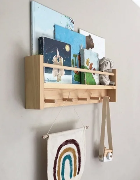 Wooden Baby Kids Room Shelf Wooden Wall Shelf