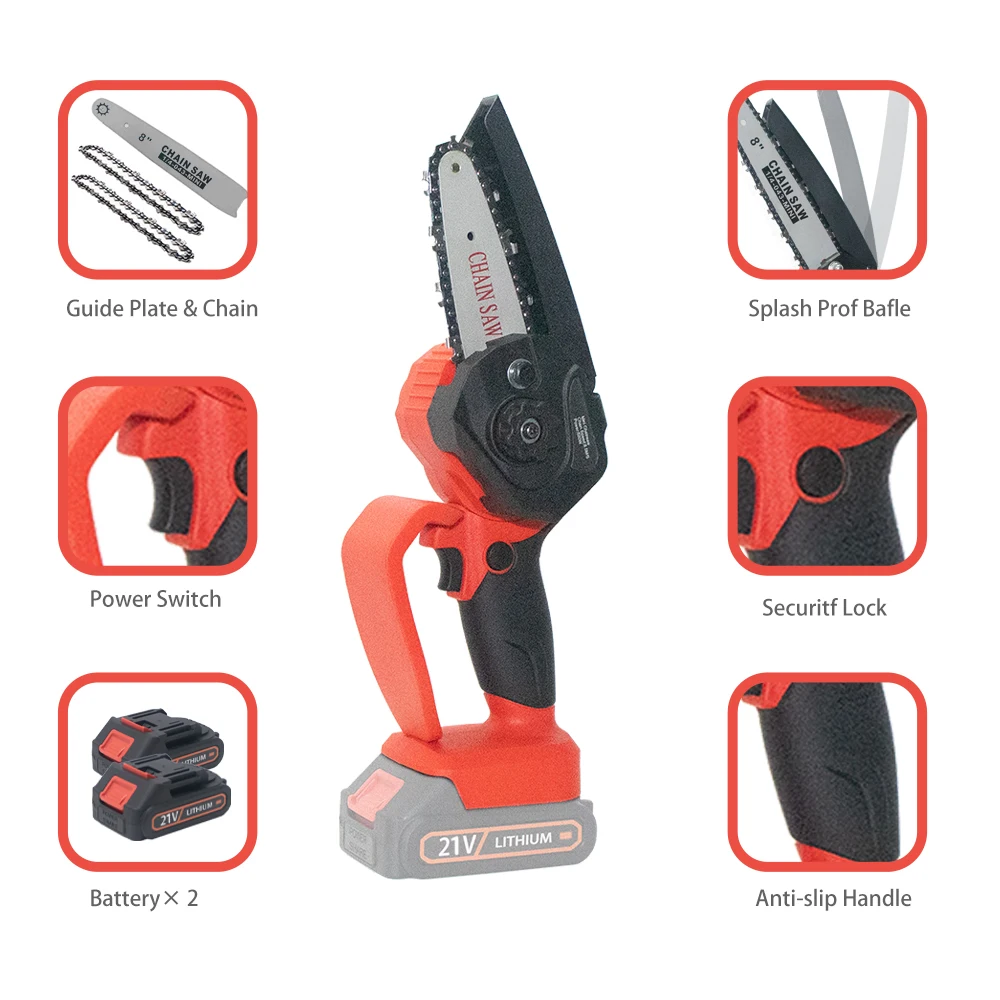 T TOVIA 4-дюймовая 21 в Беспроводная фотоэлектрическая портативная мини-бензопила