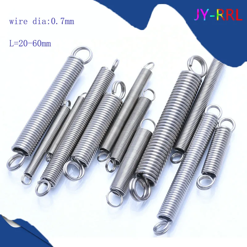 

5Pcs Wire Dia 0.7mm 304 Stainless Steel Dual Hook Small Tension Spring Outer Dia 6mm 7mm 8mm Length 20-60mm