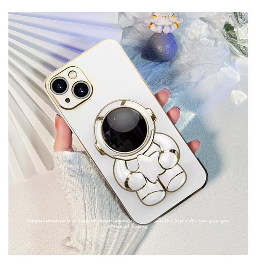 Phone Stand Case For Iphone 14 14Pro13 12 11 Pro Max XS XR for Iphone 6 7 8 plus Protect Cover with Phone Lazy Holder Astronaut