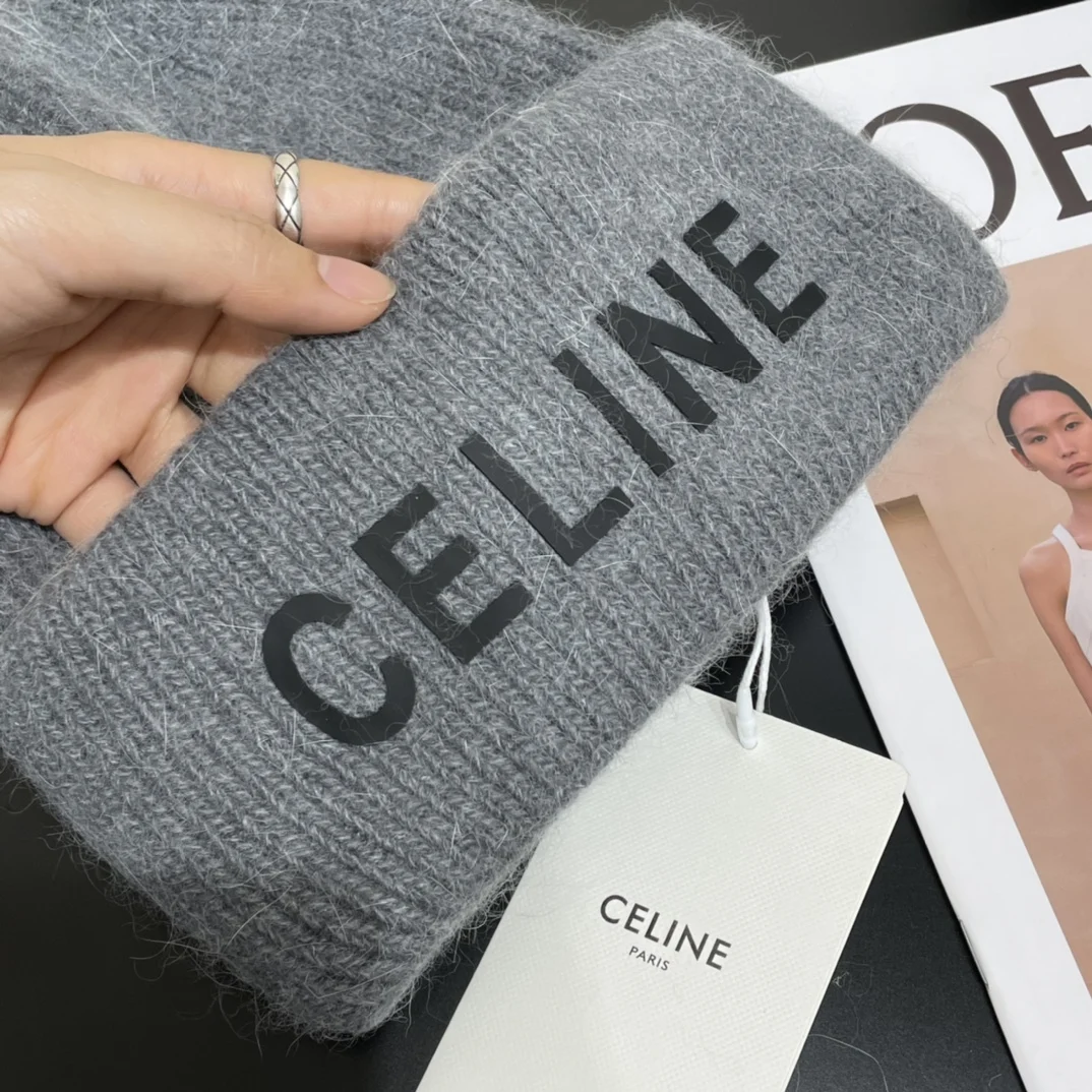точная копия 1:1 Вязаная Шапка CELINE Сохранять Тепло Новые Стили Осени Зимы