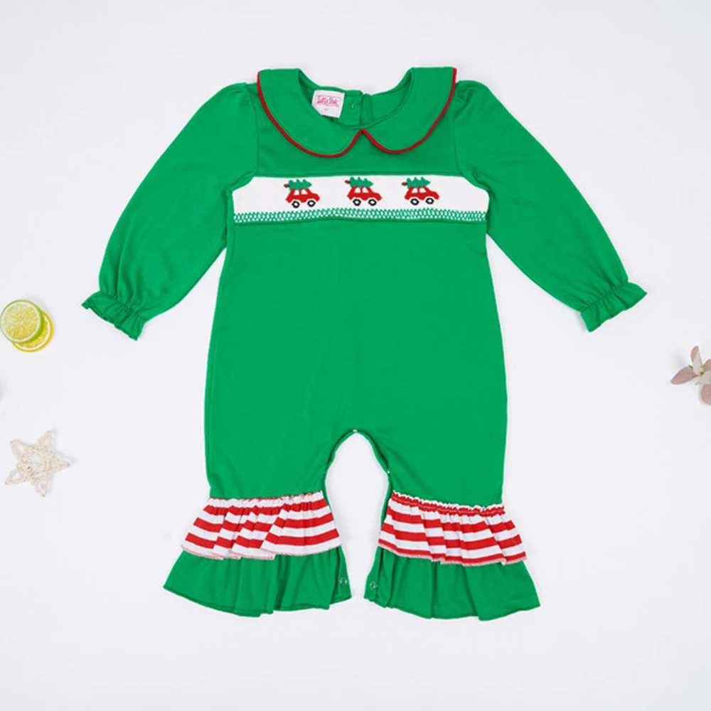 

Summer Smock Baby Gir Clothes Set Three Wild Bird Embroidery Kid Bubble Fashion Cyan Children Outfit Loungewear One Piece Romper