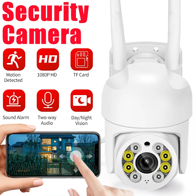 

2MP Outdoor Wifi Camera 1080P PTZ Surveillance Camera Night Vision Full Color 4X Digital Zoom Security Camera Motion Detection