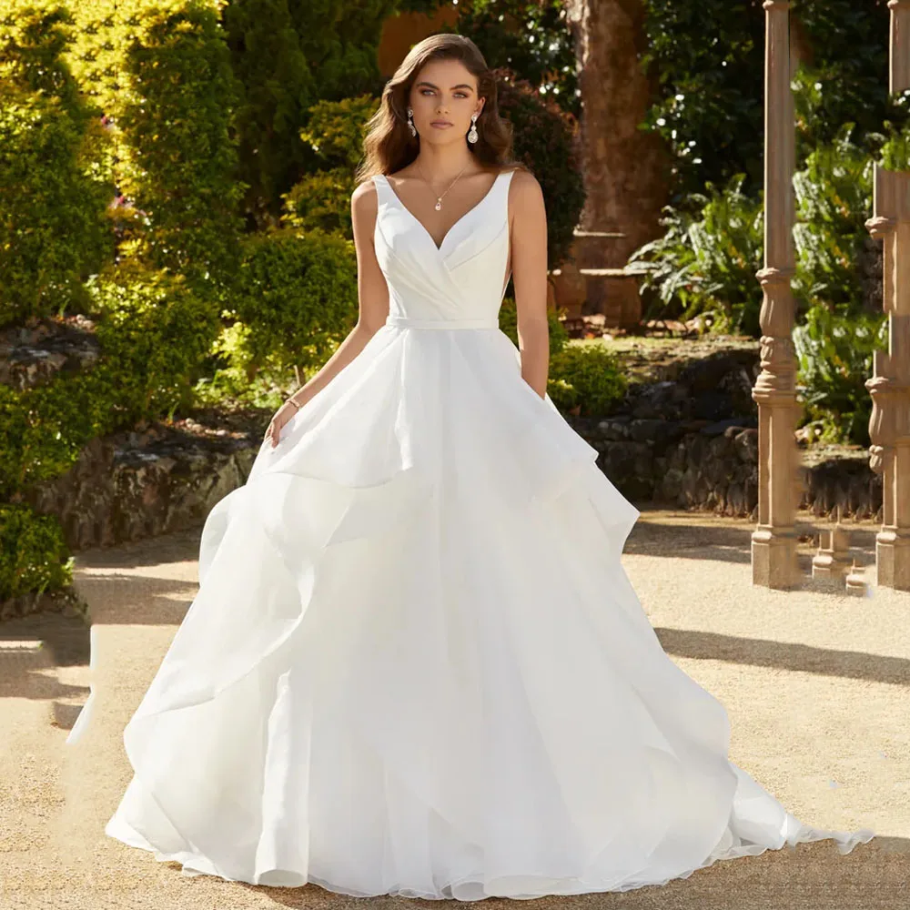 

Женское свадебное платье It's yiiya, белое плиссированное платье до пола без рукавов, с V-образным вырезом и открытой спиной на лето 2019