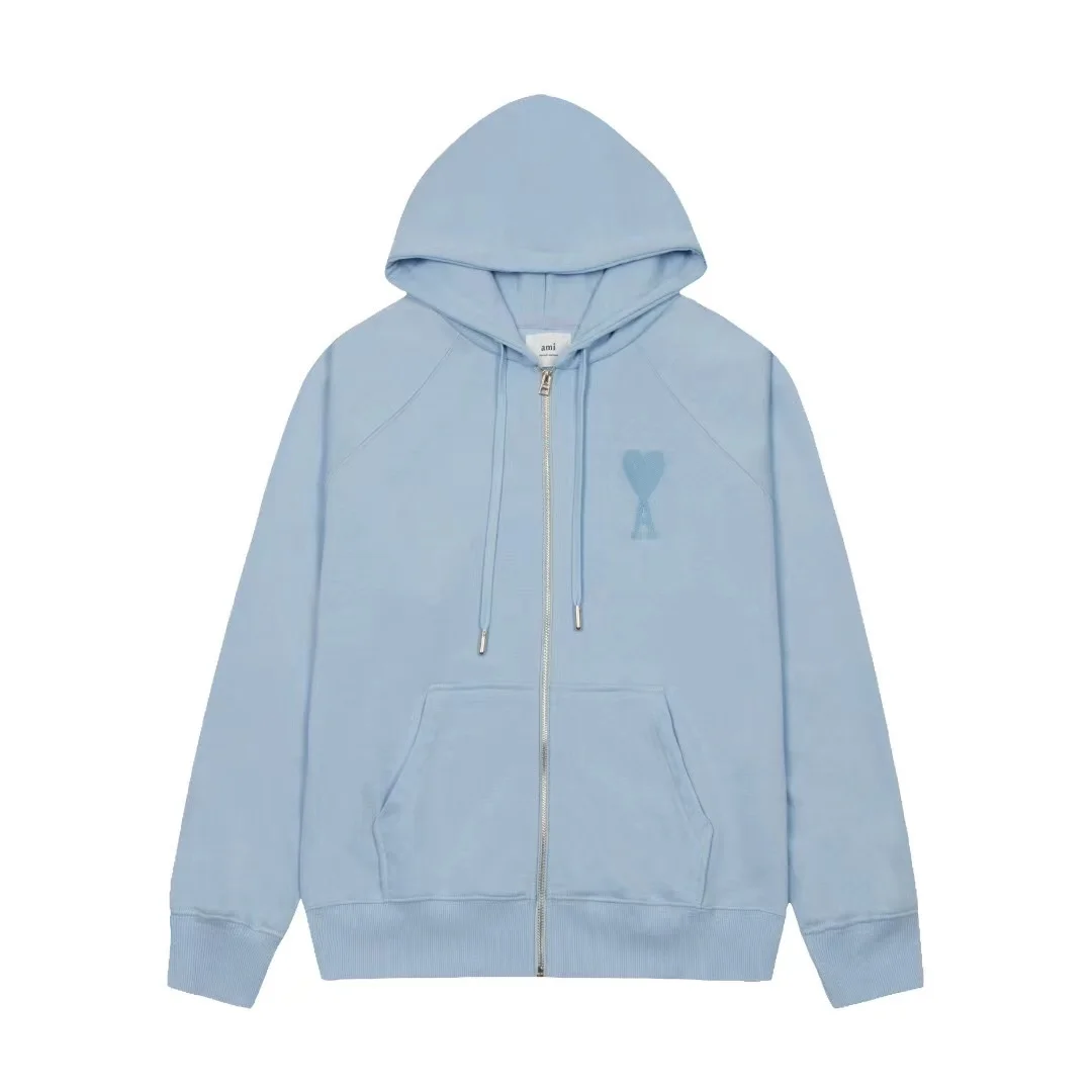 2022 New High Quality Hooded Casual Pure Color Sweaters Men and Women Love A Print Couple Pullover Sweaters Loose Cotton Jackets