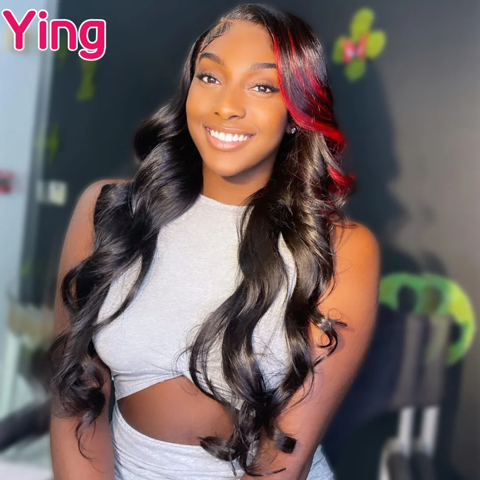 Frontal Ombre Red 13X6 Lace Front Human Hair Wigs for Women Body Wave Brazilian Transparent 13X4 Lace Frontal Wig Pre Plucked