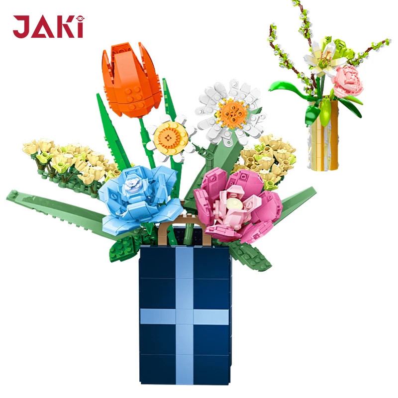 

New Creative Flower Plant Potted Bouquet Building Blocks Kit DIY Plant Bonsai Romantic Home Decor Model Bricks Set Girls Gift
