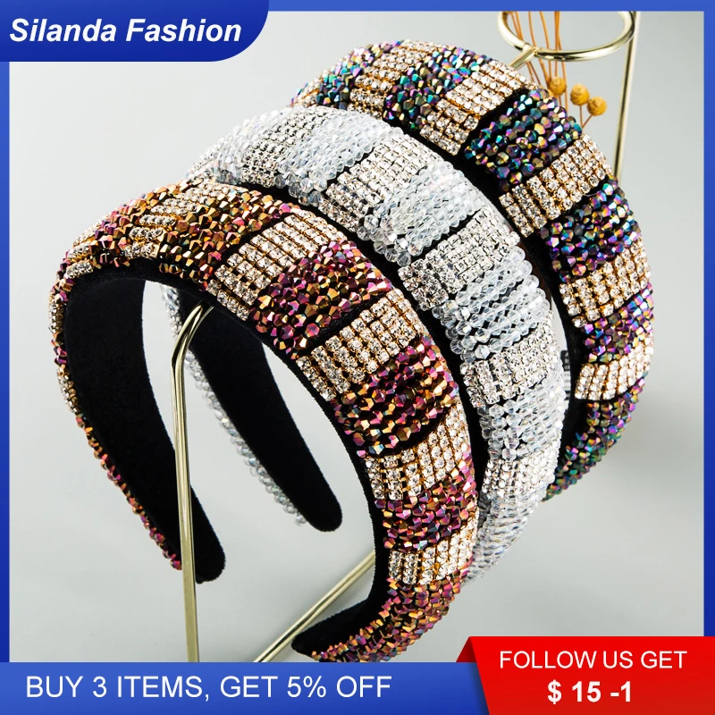 

Silanda Fashion New Women's Headband Elegant Hand-made Sparkling Rhinestone Crystal Inlaid Hair Band Trendy Party Gift Headpiece