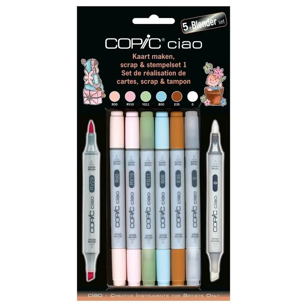 Набор маркеров на спиртовой основе Copic Ciao скрапбукинг №1 5 цветов блендер - купить