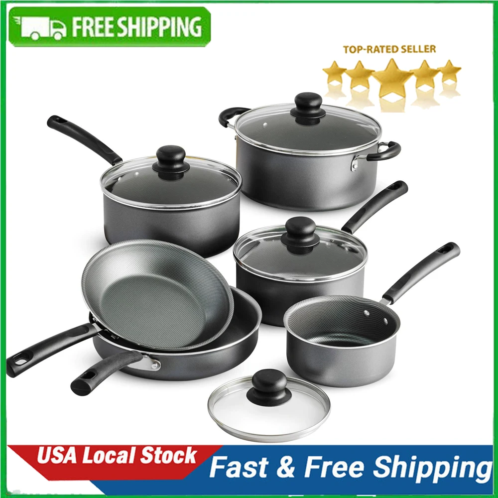 Basic kitchen utensils  Non-stick Cookware Set, 10 Piece Kitchen accessories Cocina pots and pans set for kitchen cookware set