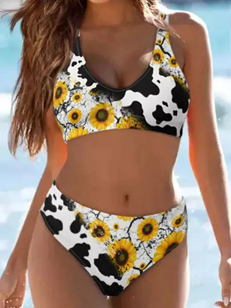 

Sunflower Cow Sleeveless Bikini Set New Sexy Bikini Swimwear Women Bikini 2022 Woman Swimsuits Women Bikinis Set Swimsuit Summer