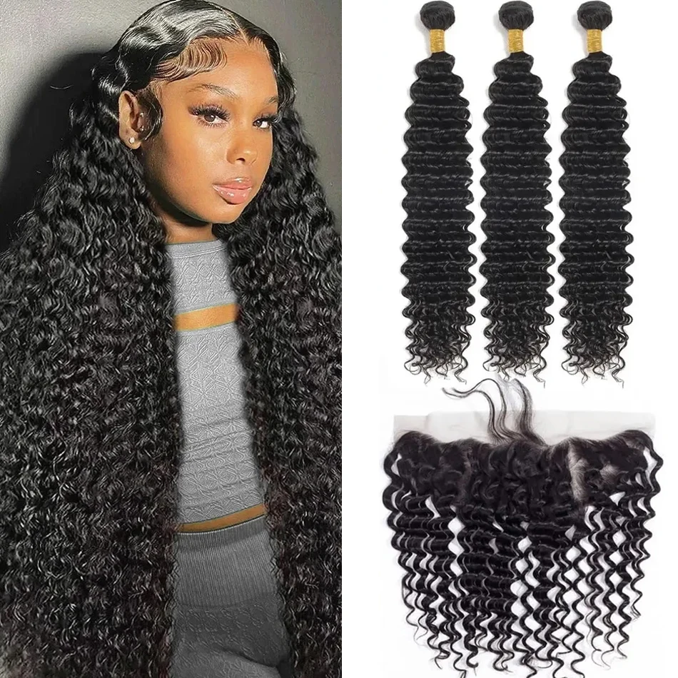 30-дюймовые объемные человеческие волосы искусственные с фронтальной сеткой 13x4 Hd