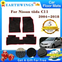 For Nissan Tiida C11 2004~2018 2006 2008 Car Floor Mats Rugs Panel Footpads Carpet Cover Cape Foot Pads Stickers Accessories