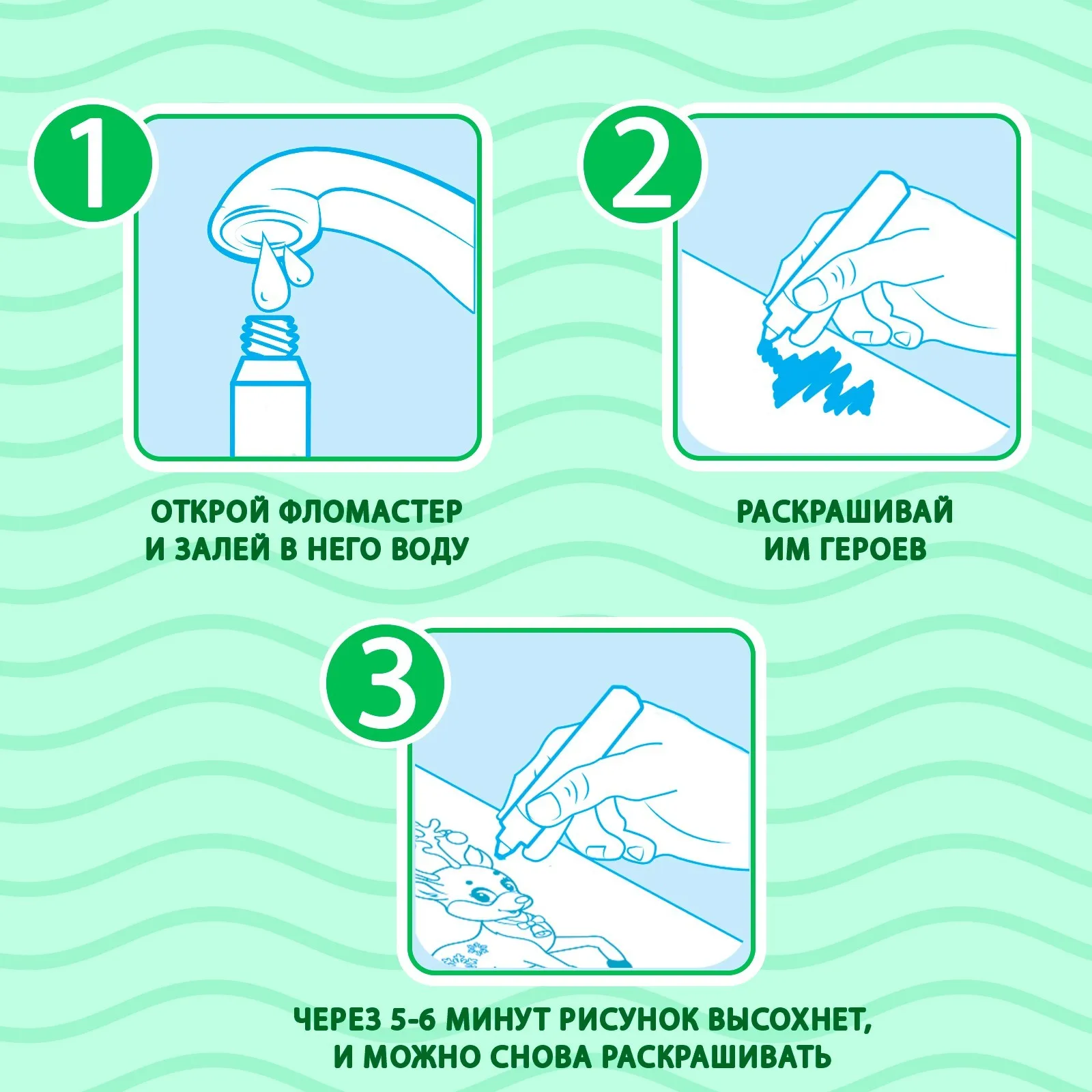 Книжка-раскраска многоразовая 'Рисуем водой. Транспорт' 10 стр. (комплект из 4