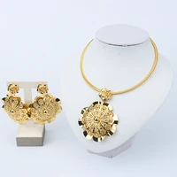 2022 african jewelry set for women gold plated earrings and necklace jewelry set for nigerian weddings party gifts