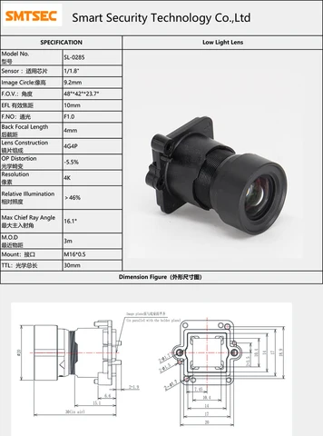 F1.0 Starlight объектив 8MP 1/1.8 "10 мм M16 Mount 4K CCTV объектив для Starvis & Starvis 2 сенсор CCTV IP-камера