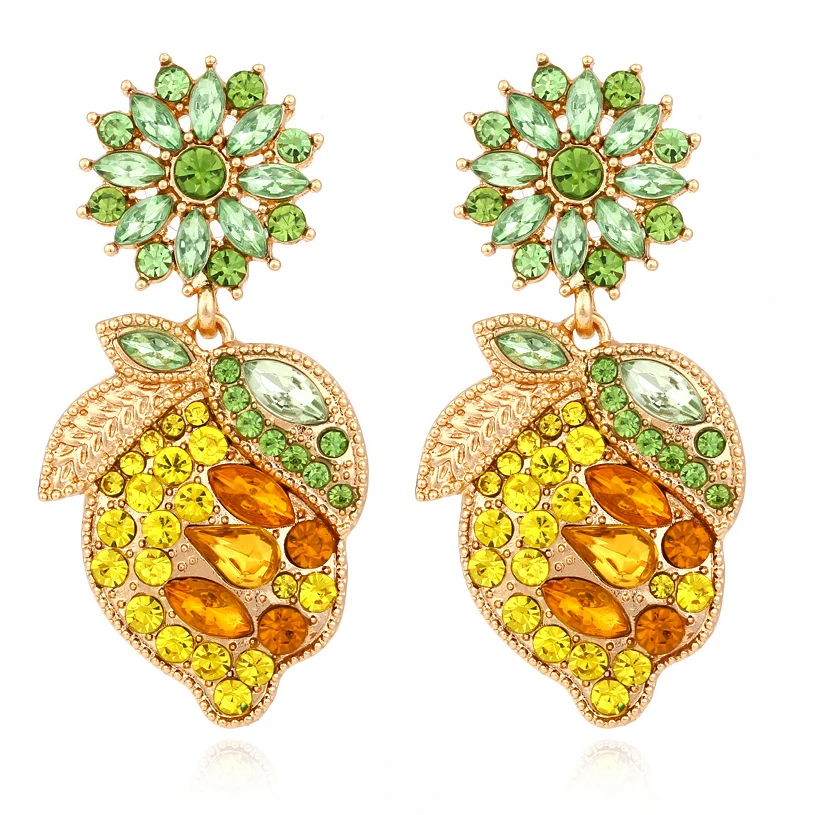 

Personality Yellow RhinestoneLemon Earrings for Woman Jewelry