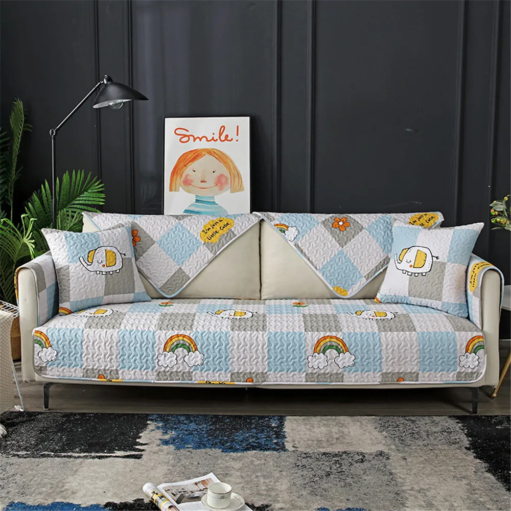 

Однотонный нескользящий плюшевый чехол для дивана в гостиную, грязеотталкивающий чехол для дивана, Эластичный Защитный Коврик для детской ...