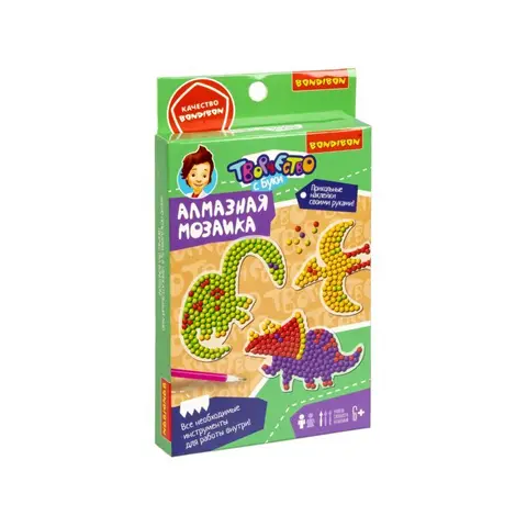 Набор для творчества Bondibon Алмазная мозаика, Наклейки Динозавры (ВВ5621) - изображение