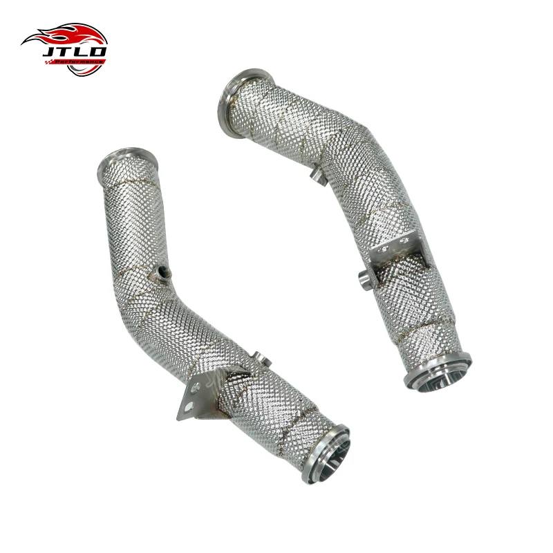 

76 мм выхлопная труба из нержавеющей стали без каты с теплозащитным экраном для Mercedes BENZ W205 C43 C450 M276 AMG LHD Золотая сварка